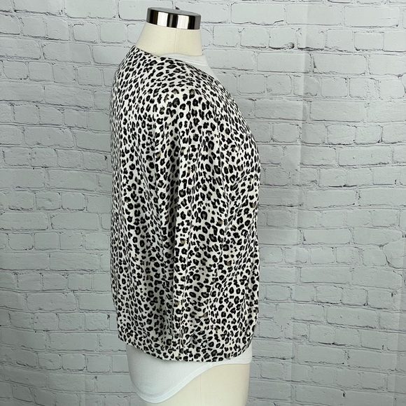 Christopher & Banks Leopard Print Cardigan Sweater Button Up 3/4 Sleeve Large - Picture 4 of 8